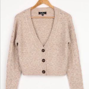 Lulu’s Taupe Knit Cardigan Sweater